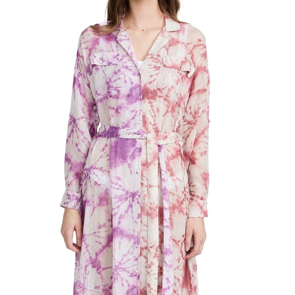ROCOCO SAND  Ava Metallic Tie Dye Dress - Rosewood/Lilac